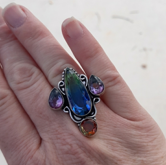New Bi-Color Tourmaline and Ametrine 925 Silver Ring. - Picture 4 of 7